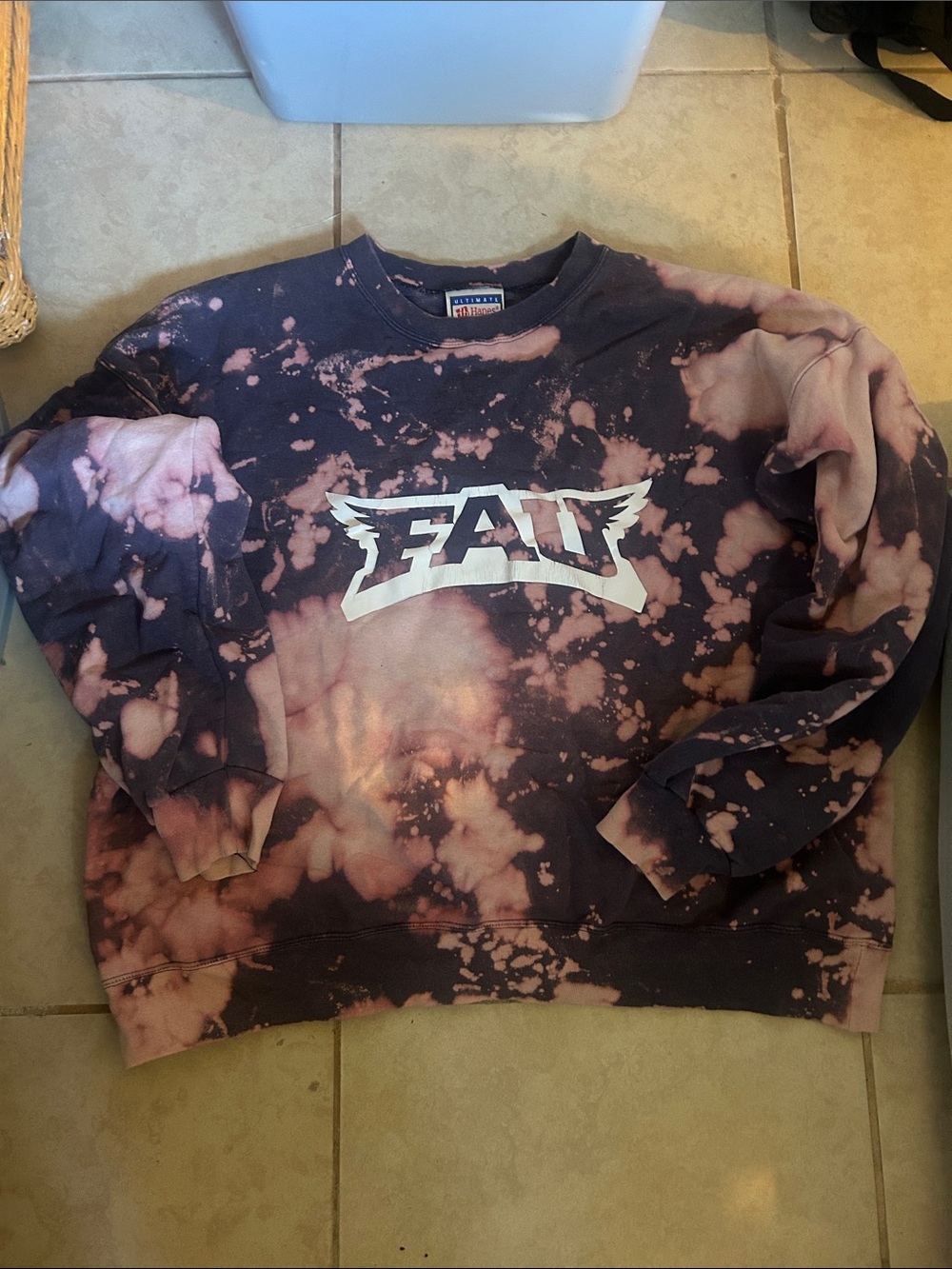 Hanes FAU Tie-Dyed Crewneck Sweatshirt - Purple and Pink. Size XL